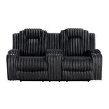 Phyllis Black Double Reclining Loveseat With Center Console And Cup Holders - Ornate Home