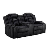 Phyllis Black Double Reclining Loveseat With Center Console And Cup Holders - Ornate Home