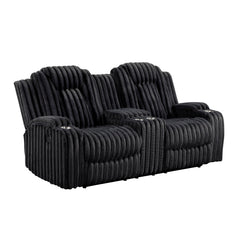 Phyllis Black Double Reclining Loveseat With Center Console And Cup Holders - Ornate Home