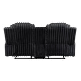 Phyllis Black Double Reclining Loveseat With Center Console And Cup Holders - Ornate Home