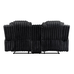 Phyllis Black Double Reclining Loveseat With Center Console And Cup Holders - Ornate Home