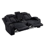 Phyllis Black Double Reclining Loveseat With Center Console And Cup Holders - Ornate Home
