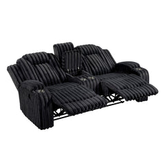 Phyllis Black Double Reclining Loveseat With Center Console And Cup Holders - Ornate Home