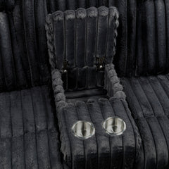 Phyllis Black Double Reclining Loveseat With Center Console And Cup Holders - Ornate Home