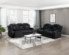 Phyllis Black Double Reclining Loveseat With Center Console And Cup Holders - Ornate Home
