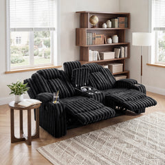 Phyllis Black Double Reclining Loveseat With Center Console And Cup Holders - Ornate Home