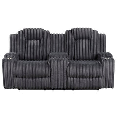 Phyllis Black Double Reclining Loveseat With Center Console And Cup Holders - Ornate Home