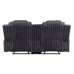 Phyllis Black Double Reclining Loveseat With Center Console And Cup Holders - Ornate Home