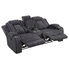 Phyllis Black Double Reclining Loveseat With Center Console And Cup Holders - Ornate Home