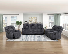 Phyllis Black Double Reclining Loveseat With Center Console And Cup Holders - Ornate Home