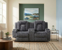Phyllis Black Double Reclining Loveseat With Center Console And Cup Holders - Ornate Home