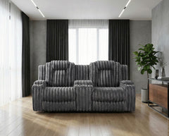 Phyllis Black Double Reclining Loveseat With Center Console And Cup Holders - Ornate Home