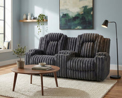 Phyllis Black Double Reclining Loveseat With Center Console And Cup Holders - Ornate Home