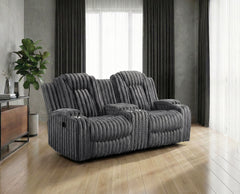 Phyllis Black Double Reclining Loveseat With Center Console And Cup Holders - Ornate Home
