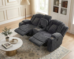 Phyllis Black Double Reclining Loveseat With Center Console And Cup Holders - Ornate Home