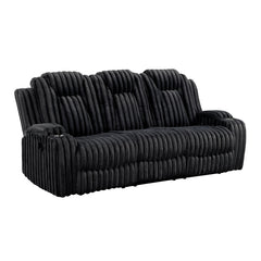 Phyllis Black Double Reclining Sofa With Cup Holders - Ornate Home
