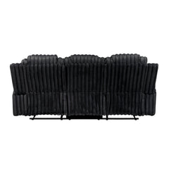 Phyllis Black Double Reclining Sofa With Cup Holders - Ornate Home