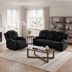 Phyllis Black Double Reclining Sofa With Cup Holders - Ornate Home