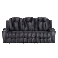 Phyllis Black Double Reclining Sofa With Cup Holders - Ornate Home