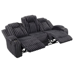 Phyllis Black Double Reclining Sofa With Cup Holders - Ornate Home