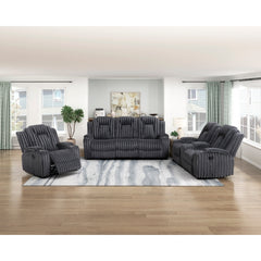 Phyllis Black Double Reclining Sofa With Cup Holders - Ornate Home
