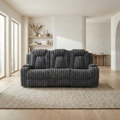 Phyllis Black Double Reclining Sofa With Cup Holders - Ornate Home