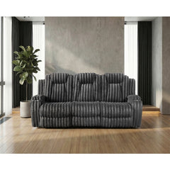 Phyllis Black Double Reclining Sofa With Cup Holders - Ornate Home