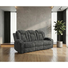 Phyllis Black Double Reclining Sofa With Cup Holders - Ornate Home