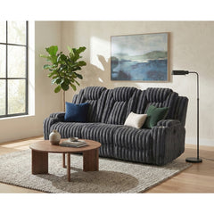 Phyllis Black Double Reclining Sofa With Cup Holders - Ornate Home