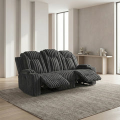 Phyllis Black Double Reclining Sofa With Cup Holders - Ornate Home
