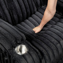 Phyllis Black Double Reclining Sofa With Cup Holders - Ornate Home
