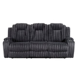 Phyllis Black Double Reclining Sofa With Cup Holders - Ornate Home