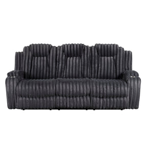 Phyllis Black Double Reclining Sofa With Cup Holders - Ornate Home