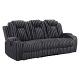 Phyllis Black Double Reclining Sofa With Cup Holders - Ornate Home