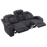 Phyllis Black Double Reclining Sofa With Cup Holders - Ornate Home
