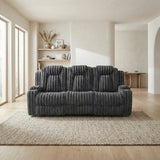 Phyllis Black Double Reclining Sofa With Cup Holders - Ornate Home