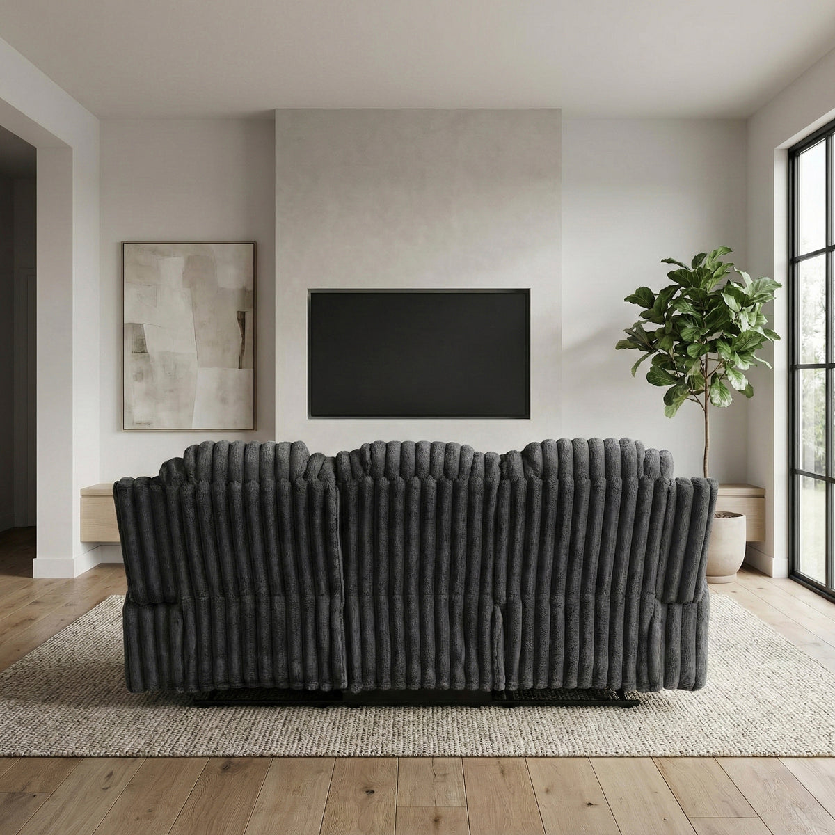 Phyllis Black Double Reclining Sofa With Cup Holders - Ornate Home