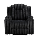 Phyllis Black Reclining Chair With Cup Holders - Ornate Home