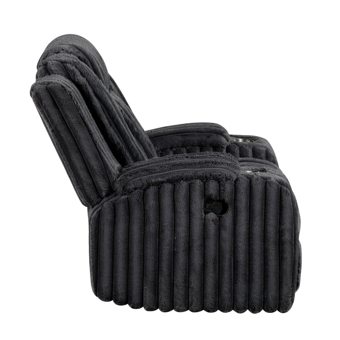 Phyllis Black Reclining Chair With Cup Holders - Ornate Home