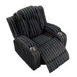 Phyllis Black Reclining Chair With Cup Holders - Ornate Home