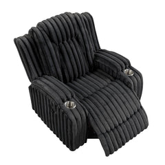 Phyllis Black Reclining Chair With Cup Holders - Ornate Home