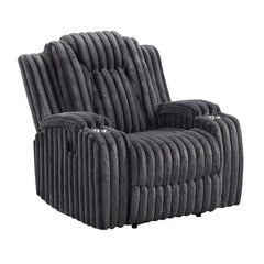 Phyllis Black Reclining Chair With Cup Holders - Ornate Home