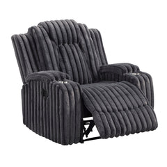 Phyllis Black Reclining Chair With Cup Holders - Ornate Home