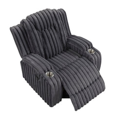 Phyllis Black Reclining Chair With Cup Holders - Ornate Home