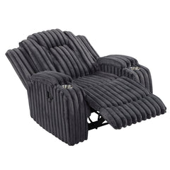 Phyllis Black Reclining Chair With Cup Holders - Ornate Home