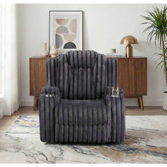 Phyllis Black Reclining Chair With Cup Holders - Ornate Home