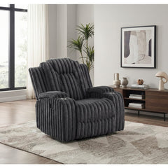 Phyllis Black Reclining Chair With Cup Holders - Ornate Home