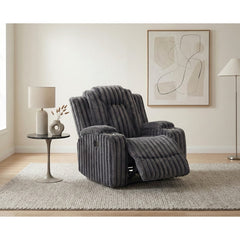 Phyllis Black Reclining Chair With Cup Holders - Ornate Home