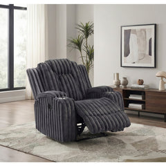 Phyllis Black Reclining Chair With Cup Holders - Ornate Home