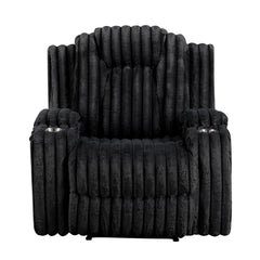 Phyllis Black Reclining Chair With Cup Holders - Ornate Home